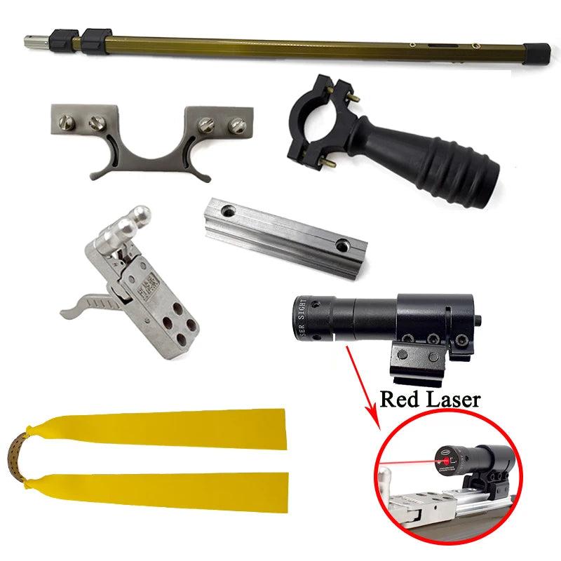 Hunting Slingshot Red and Green Laser High PowerStraight Rod Telescopic Folding Catapult Bow for Outdoor Sports Shooting New