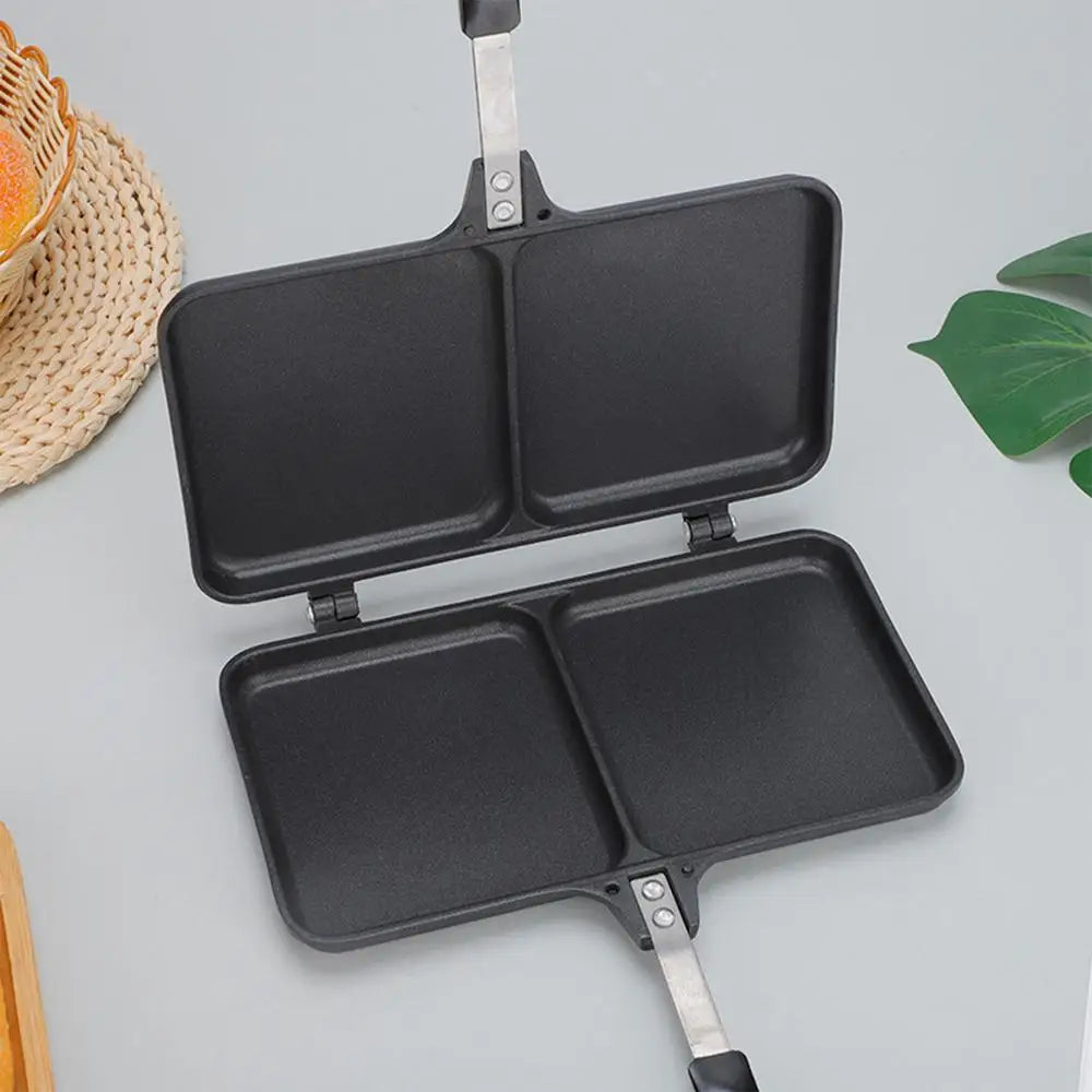 Toasted Sandwich Maker Double Panel Stove Hot Sandwich Maker With Handle Bread Toaster Non-Stick Frying Pan Stove Grill Pan