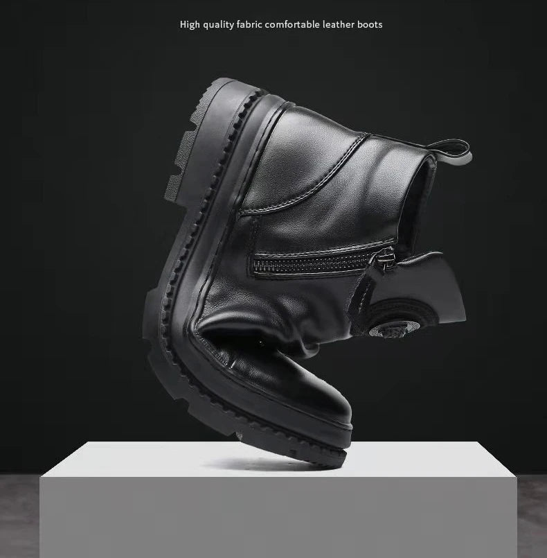 New Luxury Men Ankle Boots British Style High Top Men shoes Motorcycle Leather Boots Zipper Retro Men's Boots Zapatillas Hombre