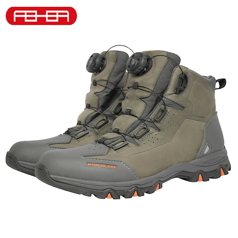 FEHER Motorcycle Boots BOA System CE Level 2 Foot Protection Hiking Shoes Waterproof All Season for Rider and Wilderness Climber