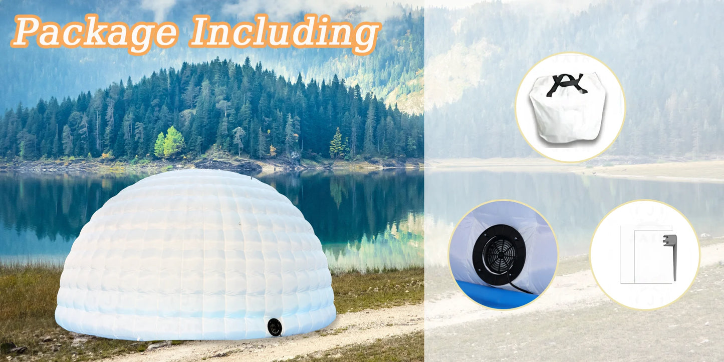 4.5m White Inflatable Dome Tent Outdoor Lighting Inflatable Igloo Dome Inflatable Party Tent With Blower For Camping Festival