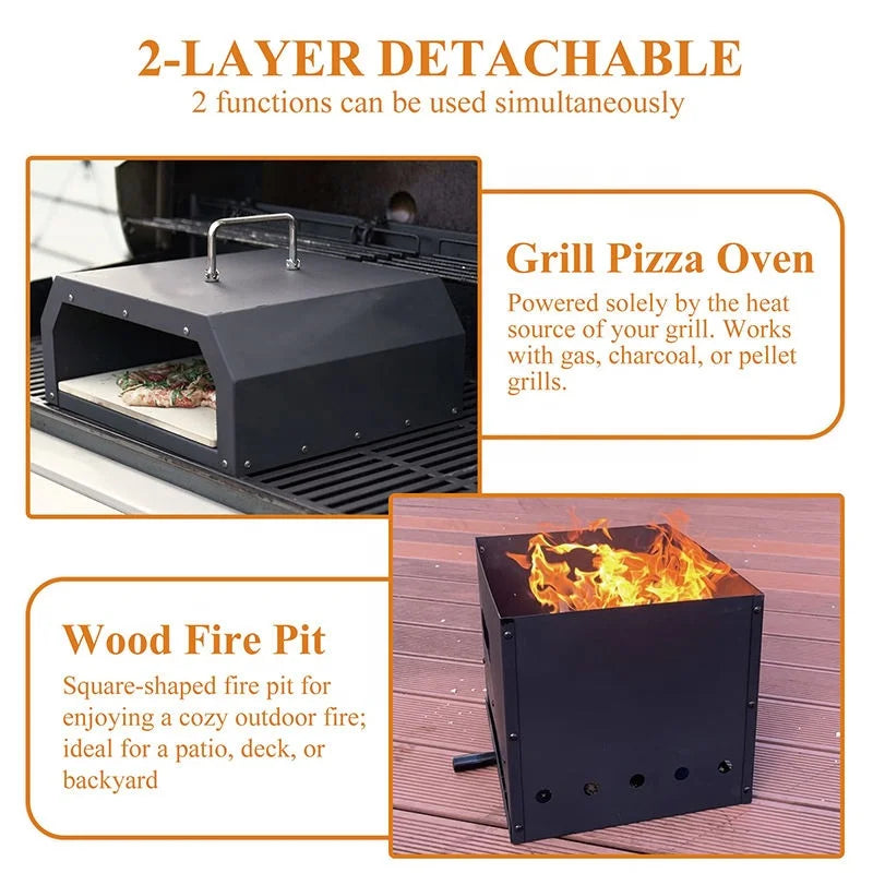Multifunction Wood Fired Burning Pizza Oven Portable Outdoor Grill Top Pizza Oven With Fire Pit