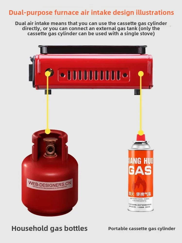 Portable Barbecue Stove, Smokeless Grill, Dual-Purpose Gas Oven for Outdoor Use, Compact Cooking Unit, Korean Style