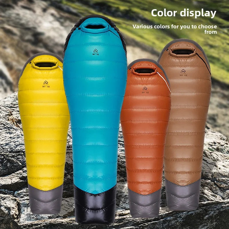 SKY ICEJingchan Mummy Down Sleeping Bag for Adults Outdoor Camping Winter Thickened Goose Down Cold-Proof Warm