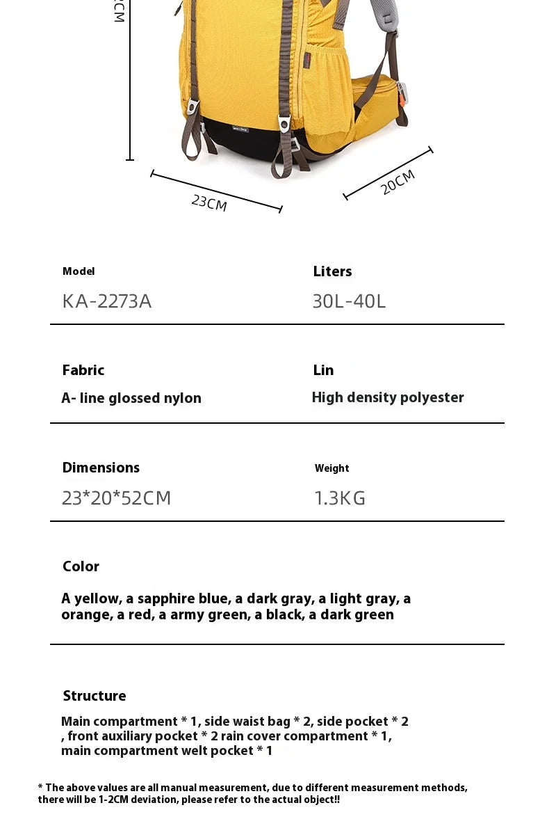 Aione 40L Outdoor Hiking Backpack for Men Sports Climbing Bag Camping Mountaineering Bag Travel Trekking Motorcycle Rucksack