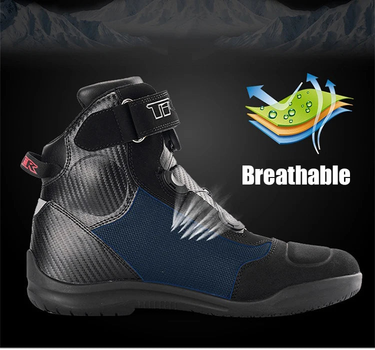 Motorcycle Road Racing Boots Professional Biker Shoes Motorbike Long Riding Protective Gear Shift Microfibe Leather boot