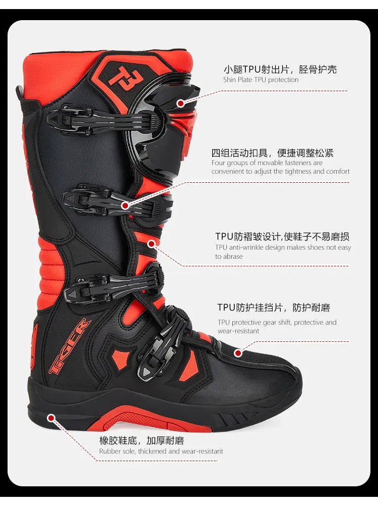 Motocross Enduro Professional Racing Boots Motorcycle Off-road Bottas Motorboat Shoes ATV MTB Motorcycle Long Racing Boots