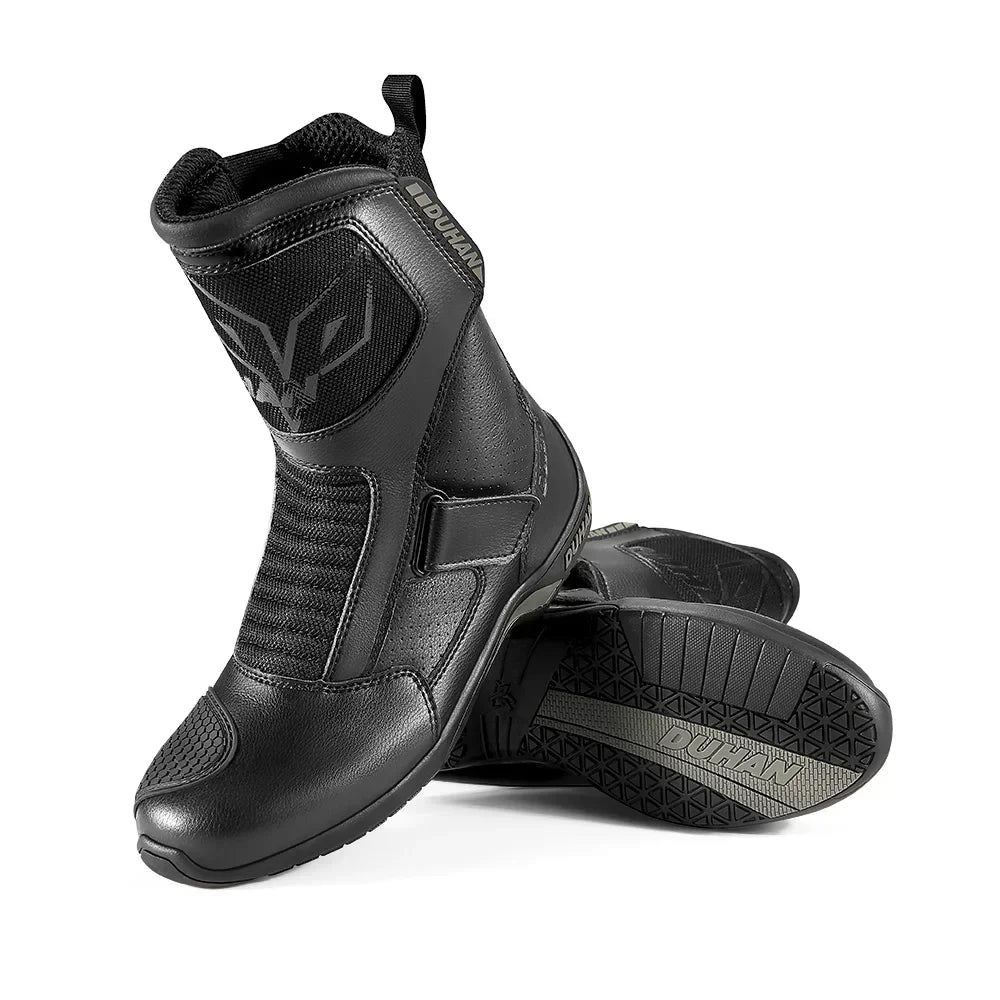 Motorcycle Short Boots Couple Shoes Leather Men Women Riding Racing Protective Breathable Anti-slip Soft Sole Motocross Off-road