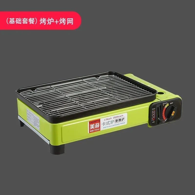 Portable Barbecue Stove, Smokeless Grill, Dual-Purpose Gas Oven for Outdoor Use, Compact Cooking Unit, Korean Style