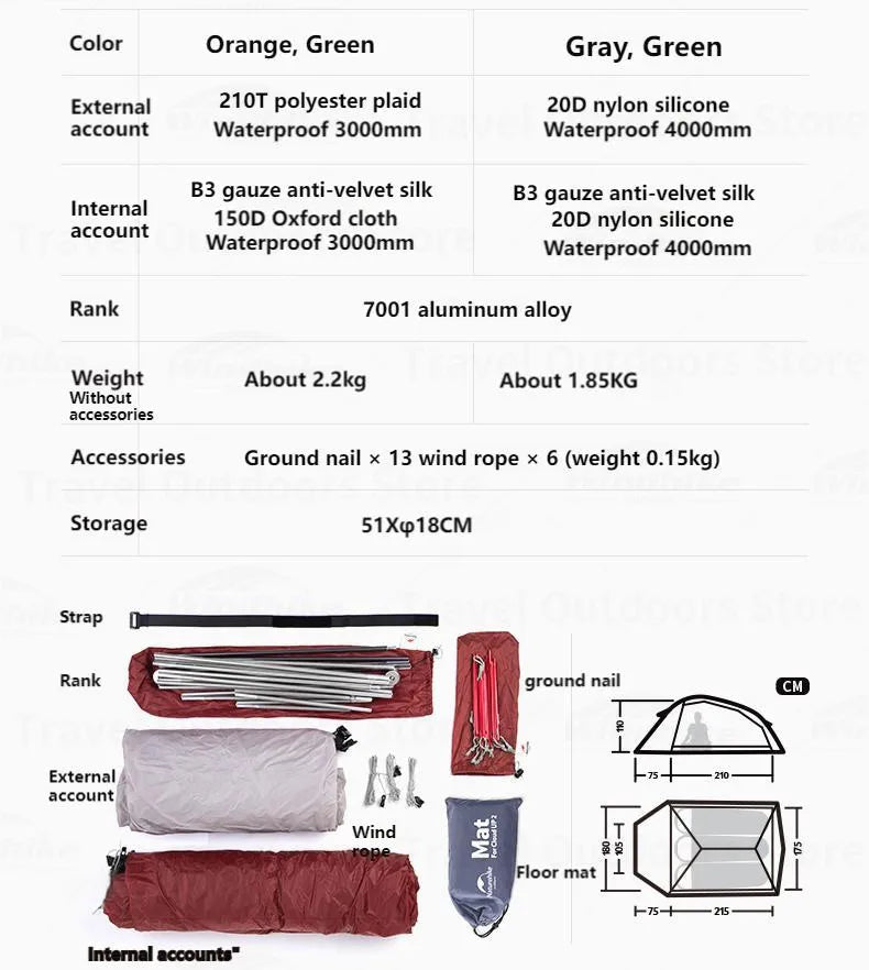 Naturehike Cloud Up 1 2 3 Tent Outdoor Camping Waterproof Tent ProfssIonal Glamping Hiking Backpacking Shelter Tent Portable