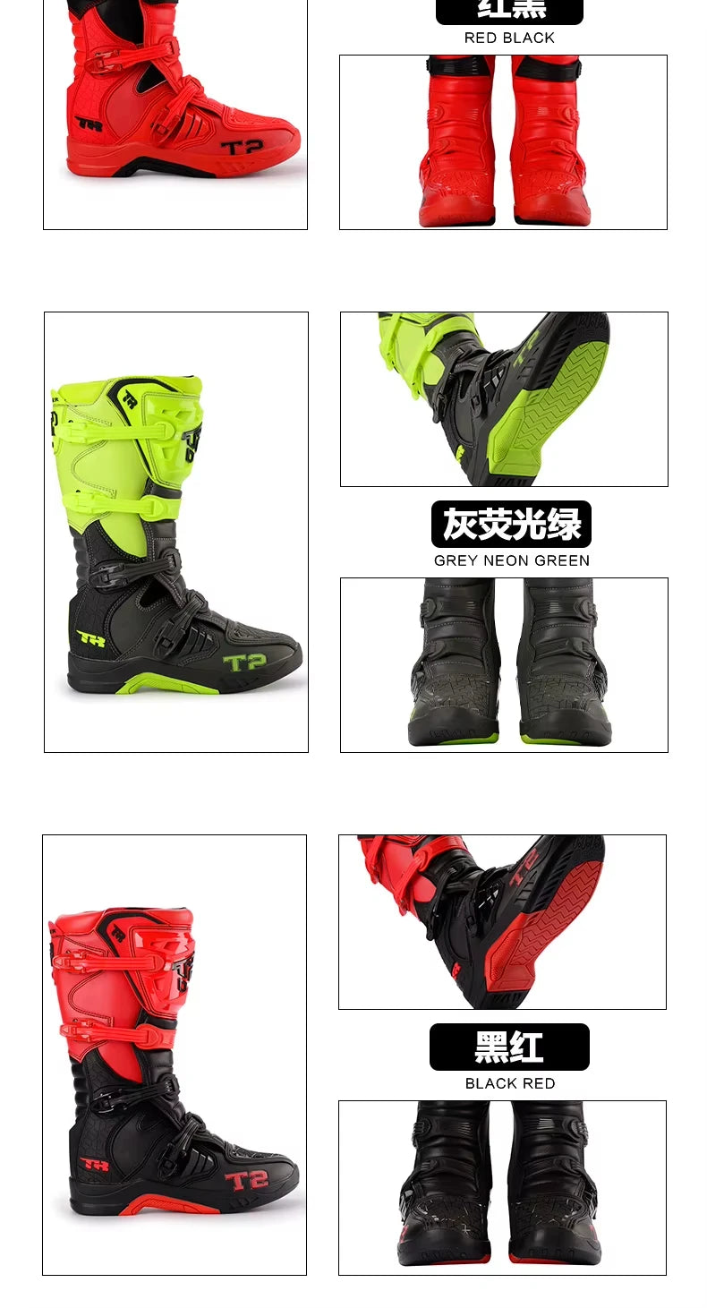 Men's Motorcycle Boots Waterproof Racing Boots Anti Fall Women Motocross Equipment Wear-resistant Rally Shoes Safety Riding