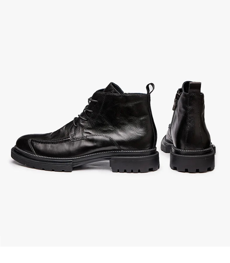 Men Shoes Leather Retro Men Boots Leather Ankle Boots Motorcycle Boots Cowboy Boots Show Bar Fashion Combat Boots