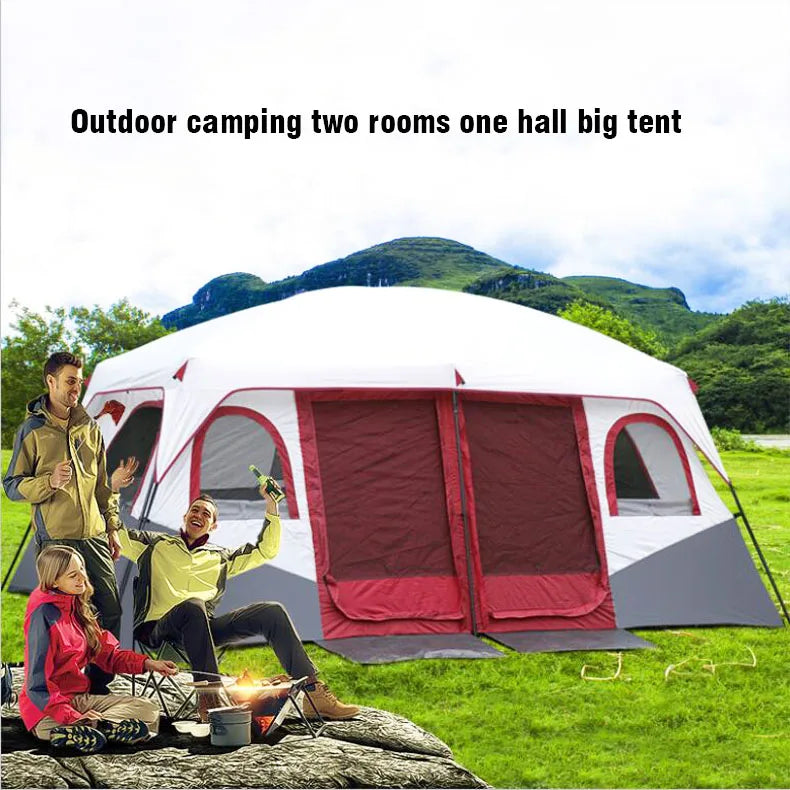Custom China Travel 4 Season La Tente 2 Rooms Camping Tents 12 Persons Waterproof Outdoor Family Big Camping Tent for 12 Persons