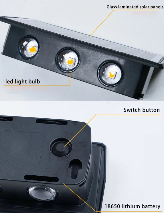 Solar Wall Lamp Outdoor Warm Light Waterproof Up And Down Luminous Lighting Balcony Yard Garden Decoration Lights Exterior Wall