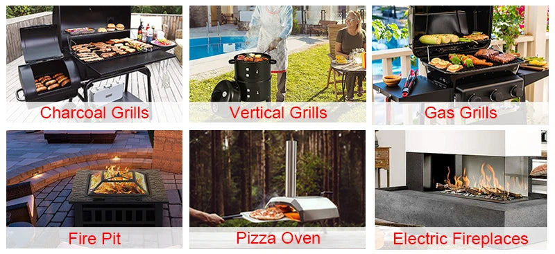 BBQ Grill  Outdoor Large Hybrid 4 Burner Trolley Smokeless Dual Fuel Charcoal and Gas Combo with Side Burner