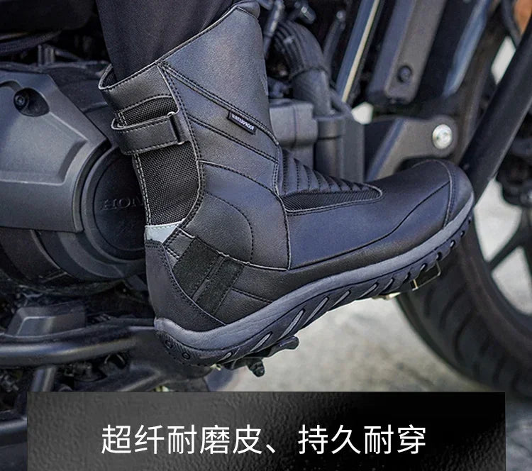 Motorcycle Short Boots Couple Shoes Leather Men Women Riding Racing Protective Breathable Anti-slip Soft Sole Motocross Off-road