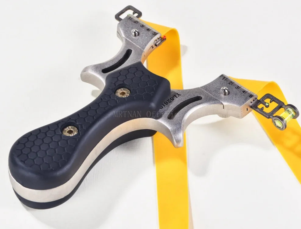 Stainless Steel Slingshot Quick Press Flat Rubber Band Slingshot Outdoor Hunting and Shooting Steel Ball Target Paper Set