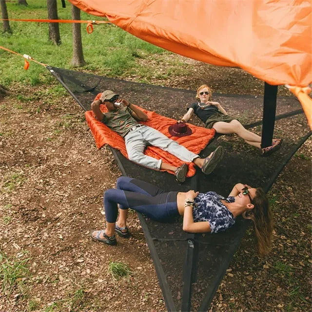2025 Outdoor Camping Hanging Portable Bed Triangle Hammock Portable Multi Person Aerial Mat  travel Convenient Sleep Hammock bed