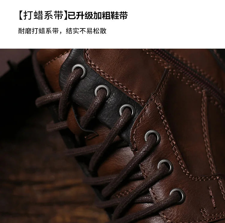 Vintage Men Boots 2024 New Autumn Winter Shoes High Quality Men's Leather Boots Side Zipper Men's Ankle Boots Large Size 39 48