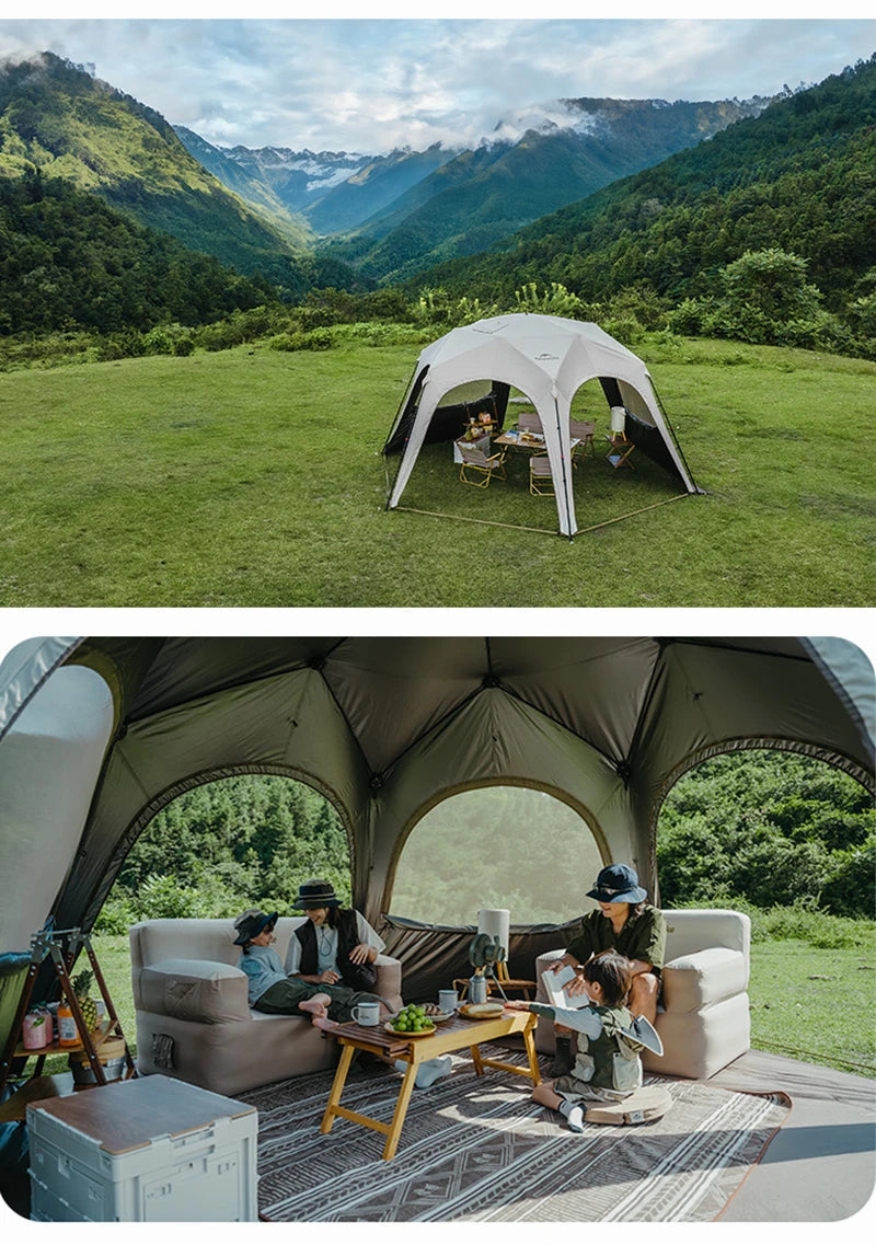Naturehike Hexagonal Awning Tent Quick Opening Canopy Sunscreen Canopy PU5000 Sunshade Tent Outdoor Camping Travel Tarp Chimney