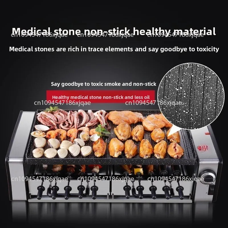 SYK-10 Electric Griddle BBQ Grill smokeless electric oven BBQ electric grill barbecue grill Automatic Rotary Kebab Machine