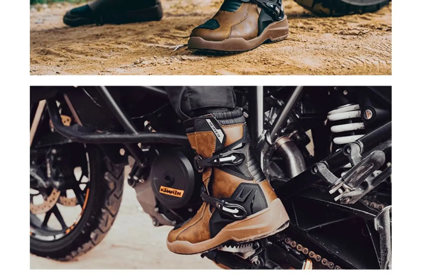 SCOYCO Motorcycle Protective Boots Men Waterproof Enduro Motorcyclist Shoes TPU Leather Anti-slip Motocross Rally High Top Boots
