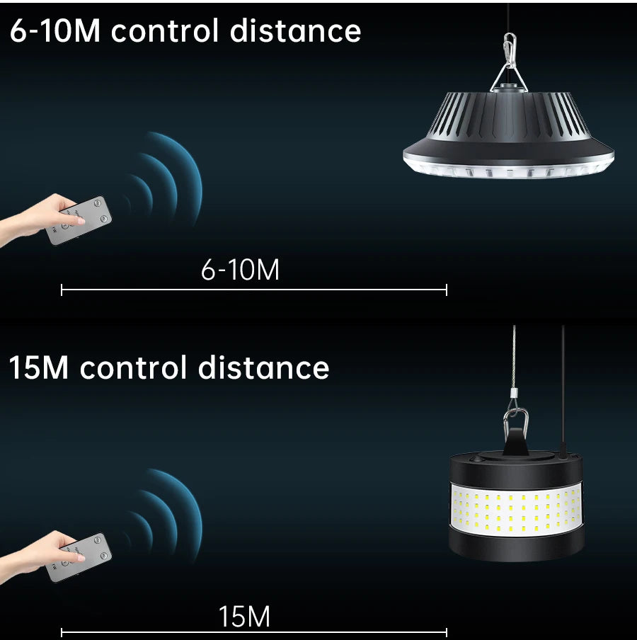 Solar Pendant Light with Motion Detector Outdoor 5M Cord Detached Indoor Waterproof Solar Shed Light for Garage Spotlights