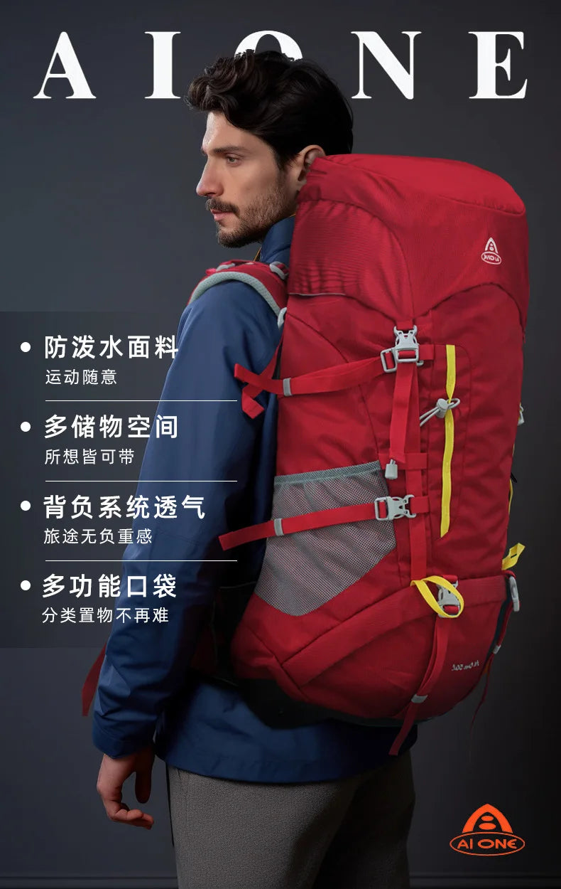 50L Outdoor Hiking Backpack Large Capacity Climbing Trekking Camping Bag, Durable Outdoor Backpack for Men Women Travel