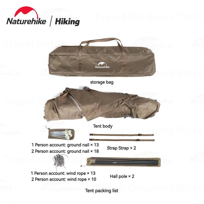 Naturehike A-Type Automatic Tent 1-2P Get Off The Ground Riverside Fishing One Touch Tent Quick Open Camping Bed Tent Waterproof