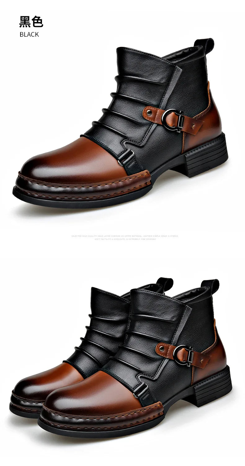 Autumn Winter Retro Ankle Boots for Men Fashion Casual Size Zipper Motorcycle Boots Man New Designer Warm Platform Shoes Male