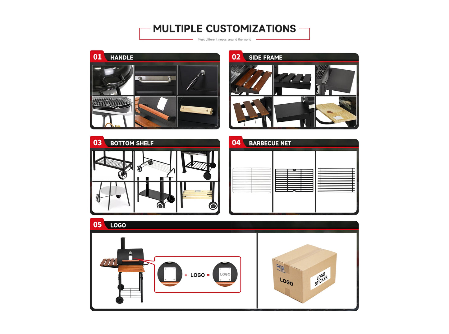 Commercial Large Cooking Area Portable Charcoal Grill Outdoor Backyard Party Meat Offset Smoker Barbecue Grill