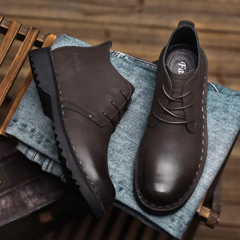 VIPOL Tooling Boots for Men Retro Leather Shoes Comfortable Platform Leisure Flats Classics Outdoor Leisure Men's Boot