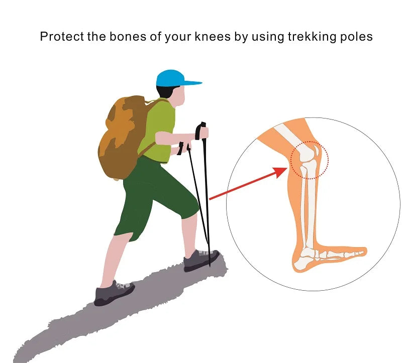 Unltralight Carbon Fiber Titanium Trekking Pole, Pull String Rope, Locking Pole, Walking Hiking Stick, Trail Running Pole, 120g