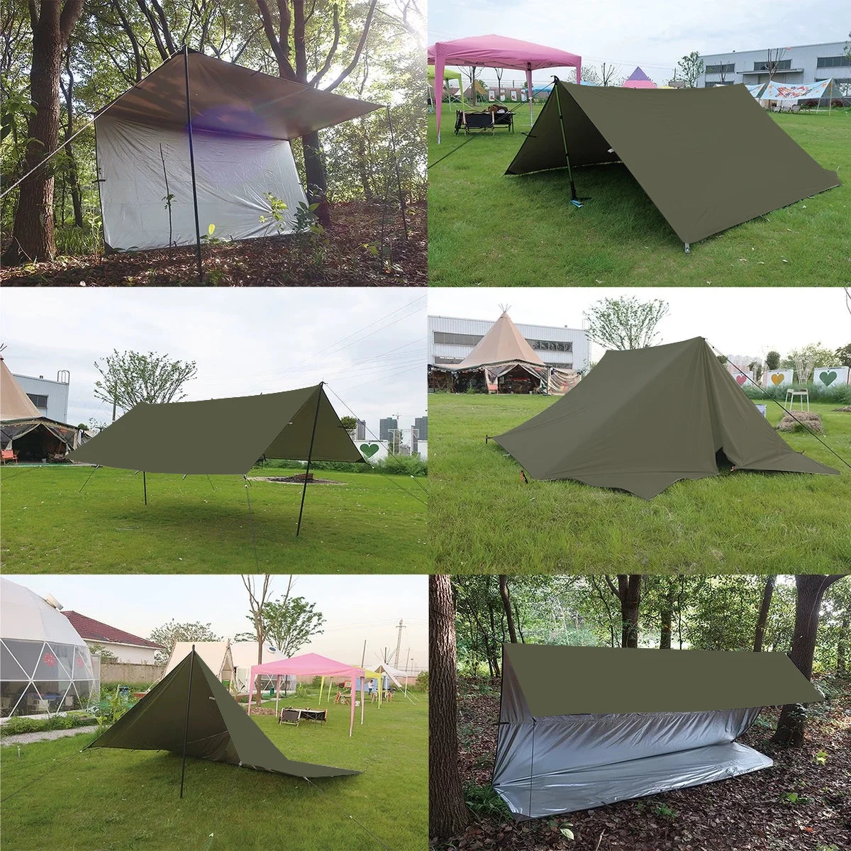 19 Hanging Point Tent Waterproof Tarpaulin Sunshade Canopy Outdoor Backpack Waterproof Camping Sunshade