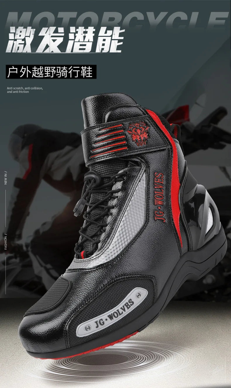 Motorcycle Shoes Men Off-road Adventure Motocross Low Boots  Retro Black Riding Shoes Rubber Sole Waterproof Motorcyclist Shoes