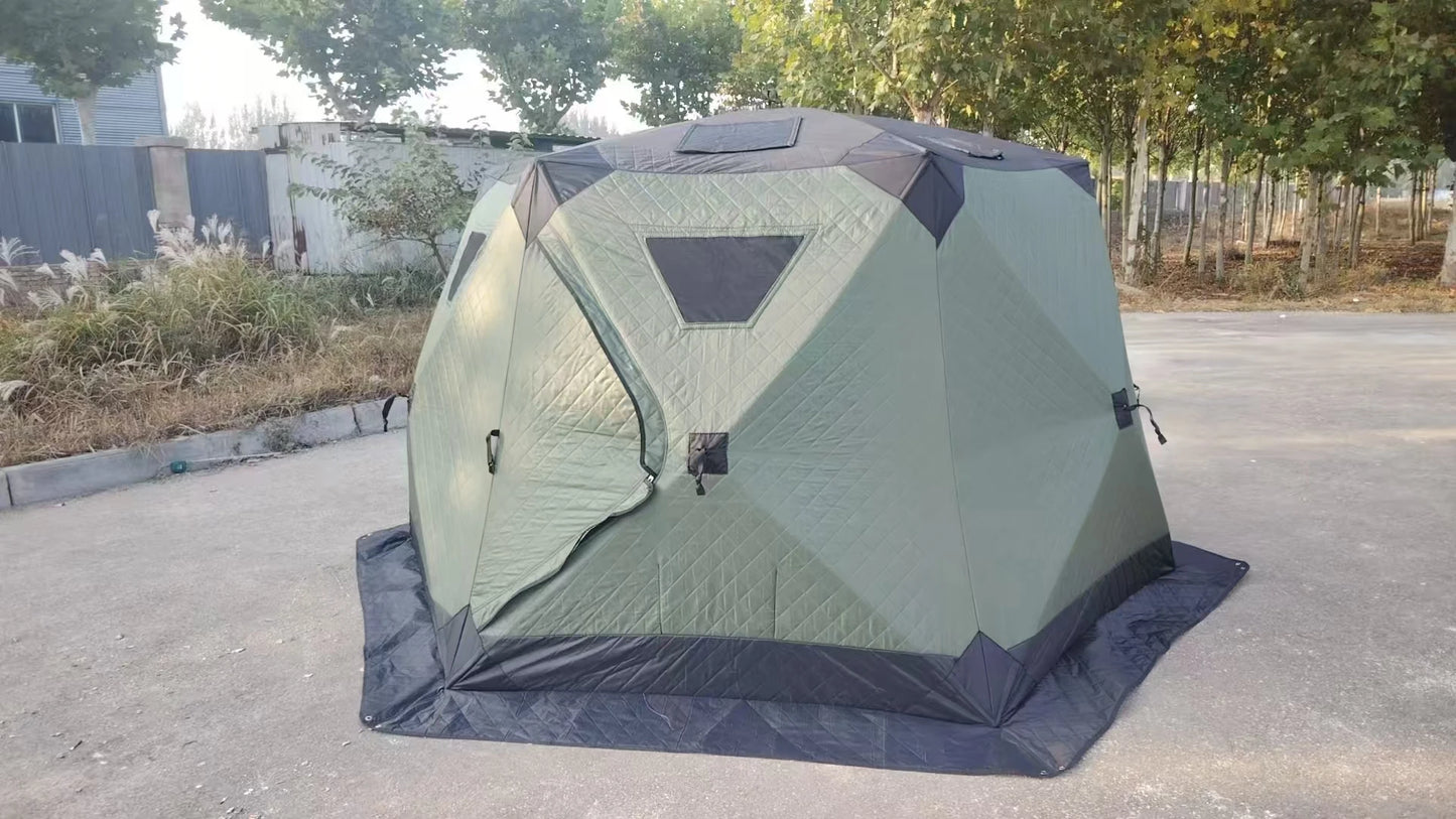 YOUSKY Winter Fishing Tent, Thickened Hexagonal Design, 3-4 Person, Quick Opening Cotton Camping Tent for Ice Fishing