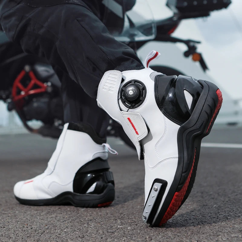 Fashion Men's Motorcycle Boots Waterproof Anti-Slip Motorbike Boots Man Motos Riding Shoes TPU Anti-collision Motocross Boot