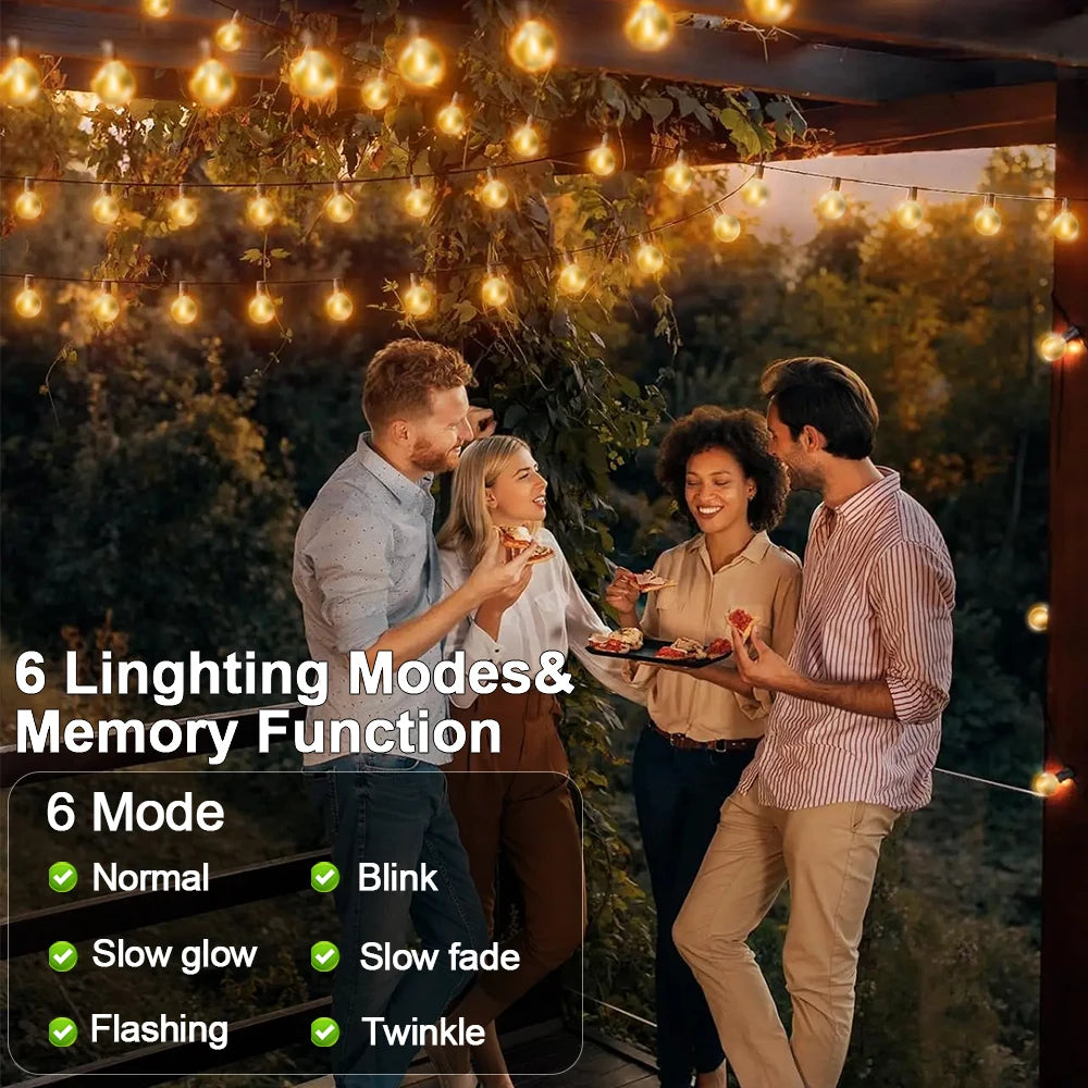 Outdoor Solar LED Garland Waterproof String Lights with Digital Display Remote Control 25-98ft Decorative Garden Lighting