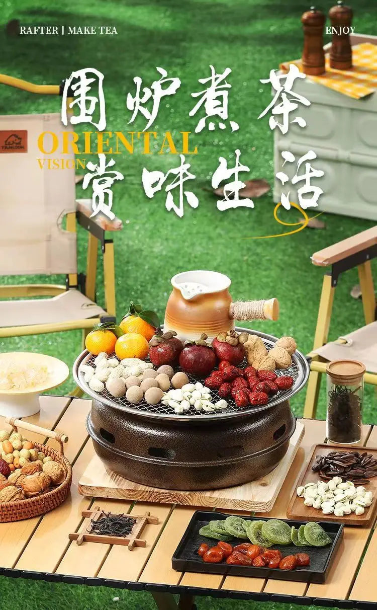 Portable Charcoal Grill Set for Outdoor BBQ Korean Style Smokeless Cooking Tea Stove Family Use
