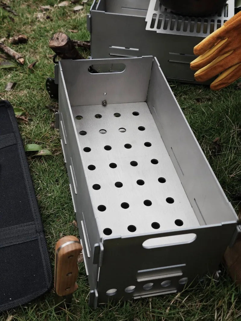 Titanium Alloy Portable Barbecue Grill Rack Outdoor Family Charcoal Stove Furnace Frame Camping Lightweight Camp Equipment