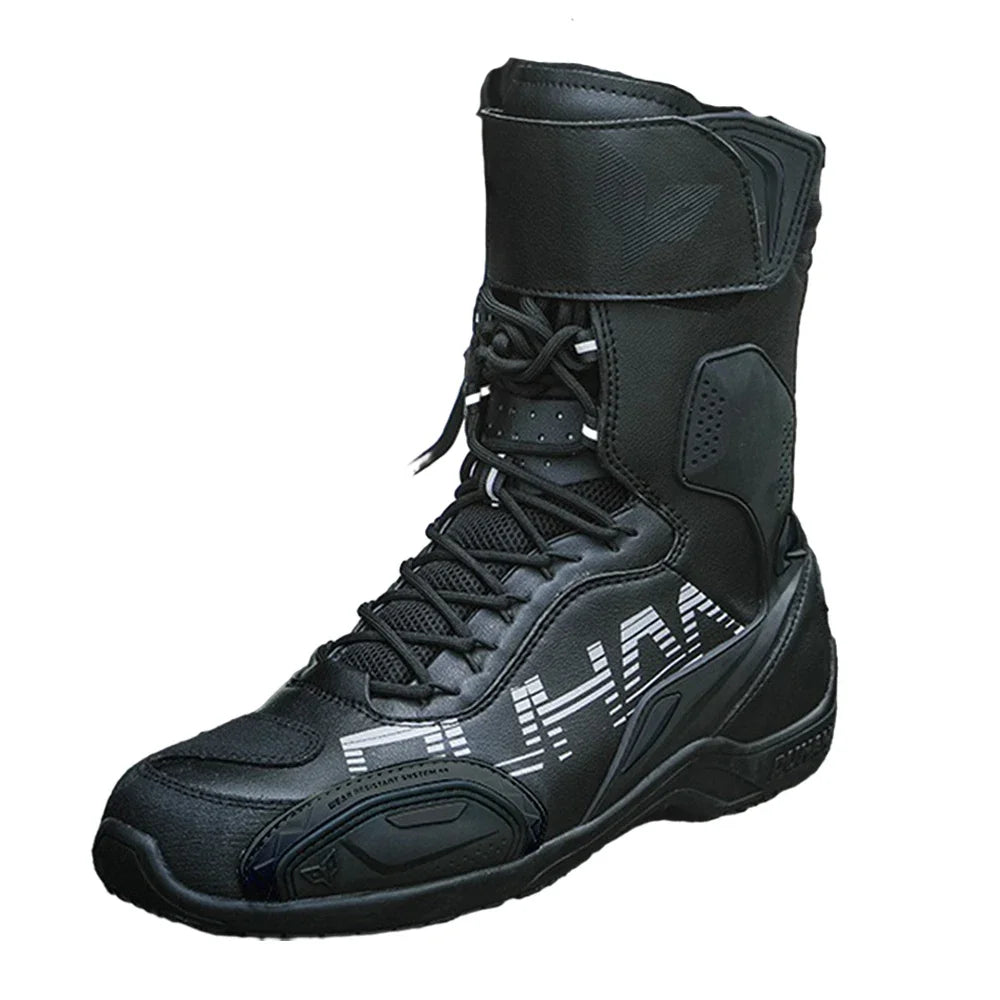 Motorcycle Short Boots Couple Shoes Leather Men Women Riding Racing Protective Breathable Anti-slip Soft Sole Motocross Off-road