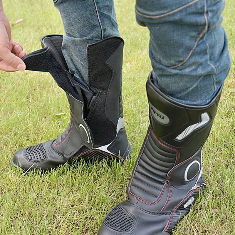 Motorcycle Riding Boots Men Winter High Top Motorcycle Shoes Waterproof, Anti Slip, Anti Fall Racing Professional Road Boots