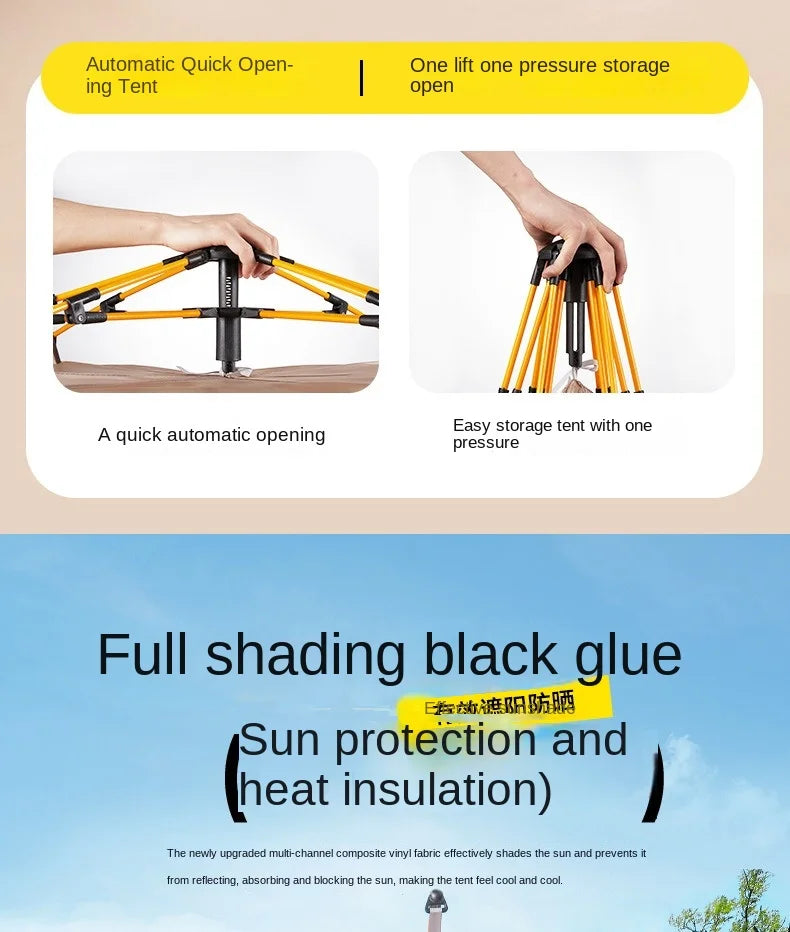 2 3 4 Person Outdoor Camping Family Automatic Waterproof Quick Opening Tent Mosquito Proof Party Portable Beach Hiking Cycling