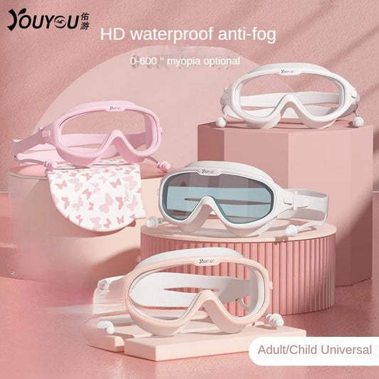 HD Anti-fog Swimming Goggles with Earplugs Adult Men Women  Leak Proof Adjustable high-quality Silicone Swim Protection Eyewear