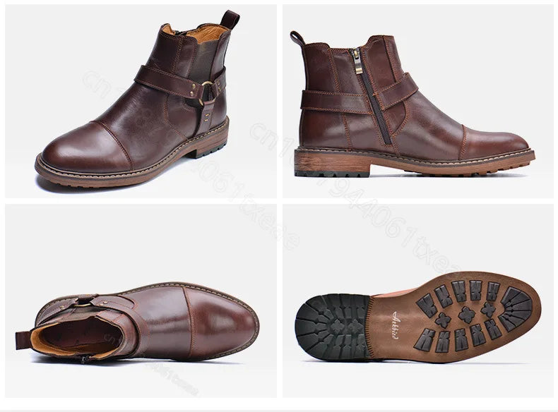 Motorcycle Shoes Retro Leather Boots for Motorcycles Durable Men Boots Couple's Short Shoes Motorcycle Safety Equipment