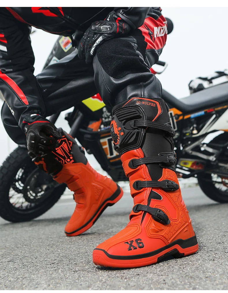 New Motocross Boot Men Women Riding Mid-Calf Ankle Protective Shoes Moto Motorbike Equipment Racing Long Motorcycle Boots