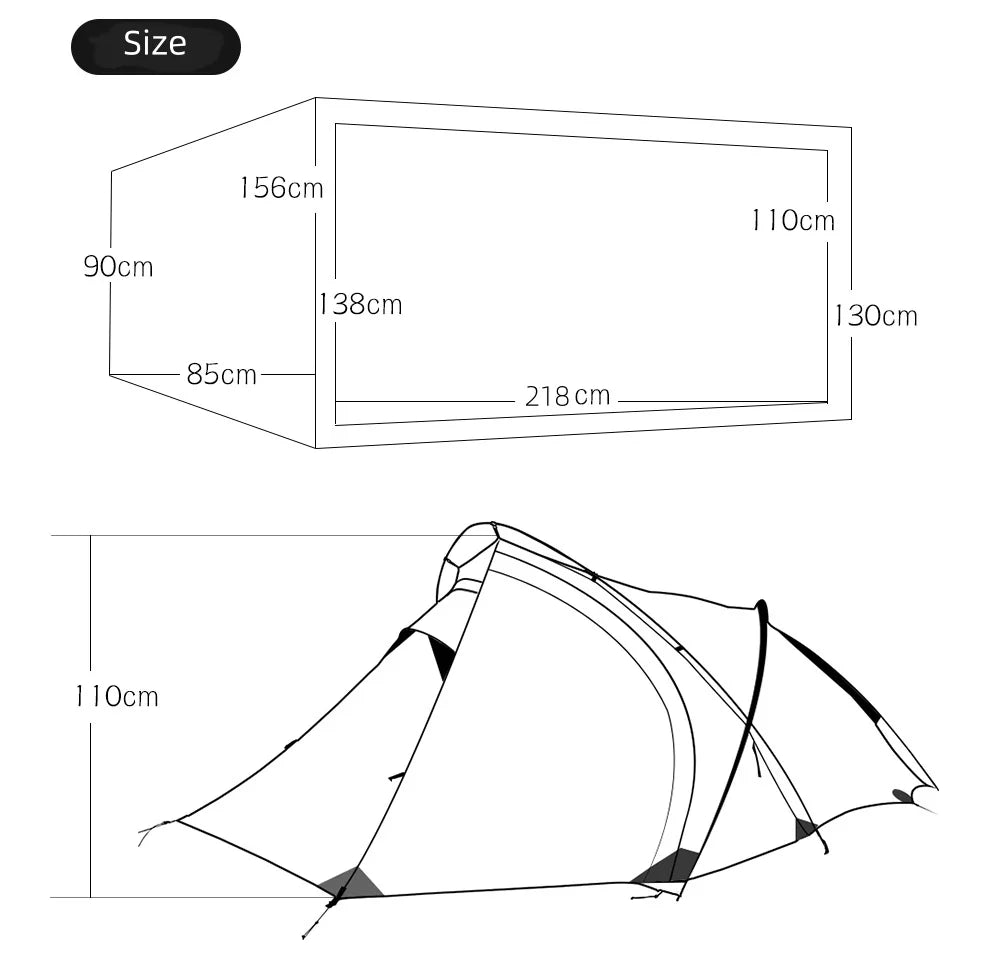 ASTA GEAR Frog2 Windproof Tent Outdoor Camping 2P Silicon Coating Lightweight Tent 10D Nylon Backpack Hiking Windproof Rainproof