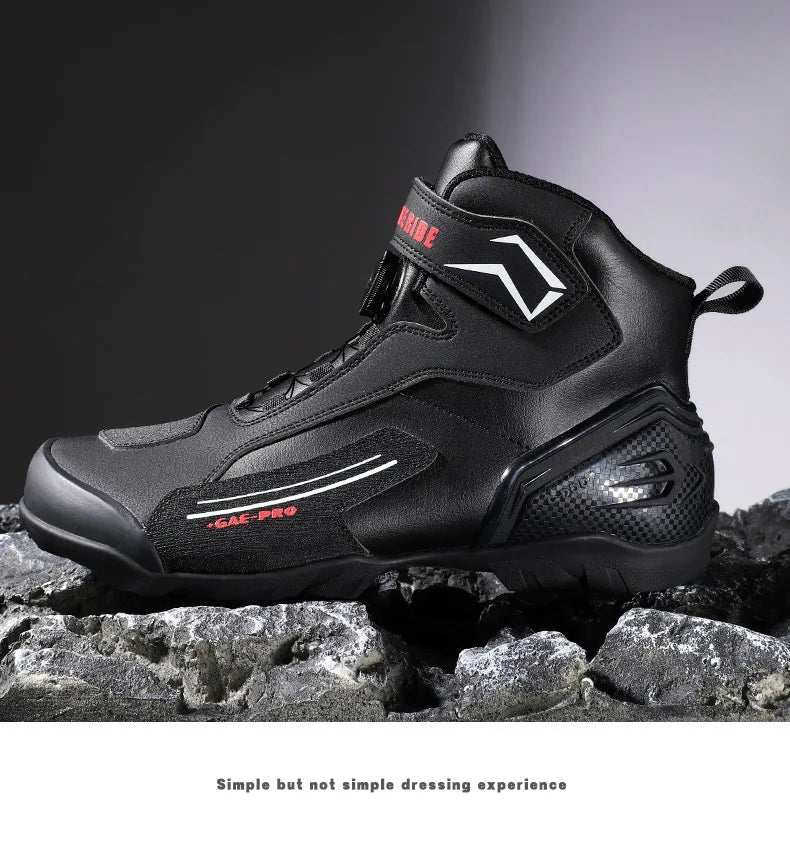 Riding Boots for Men Motorcycle New Leather Collision Avoidance Motos Shoes Anti Slip Wear-Resistant Motocross Protective Shoes