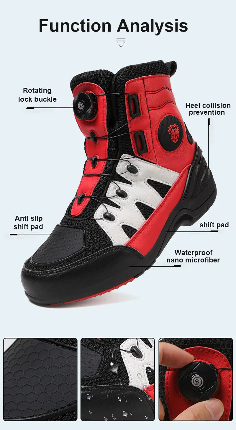 Men Motorcycle Boots New Waterproof Motorbike Riding Shoes Microfiber Breathable Men's Motorcycle Shoes Motos Bike Sport Boot