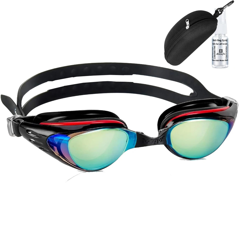 Custom Myopia Prescription Swim Goggles for Adult Kids, Anti-Fog,Left/Right Different  Power (-6.0 to Plano),  Adjustable Strap